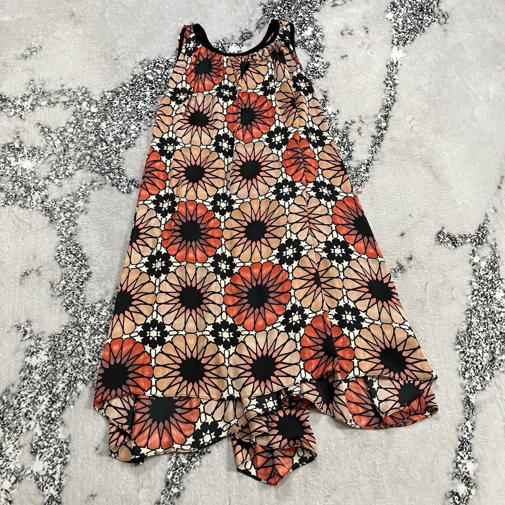Thousand Anthropologie Geo Print Asymmetrical Dress Sleeveless Flowy Size M